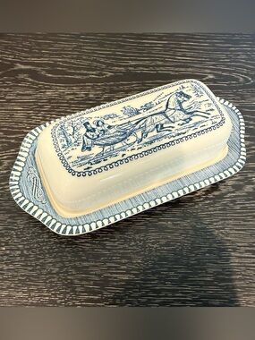 Royal China Currier Ives Blue White Gravy UnderPlate & Plate